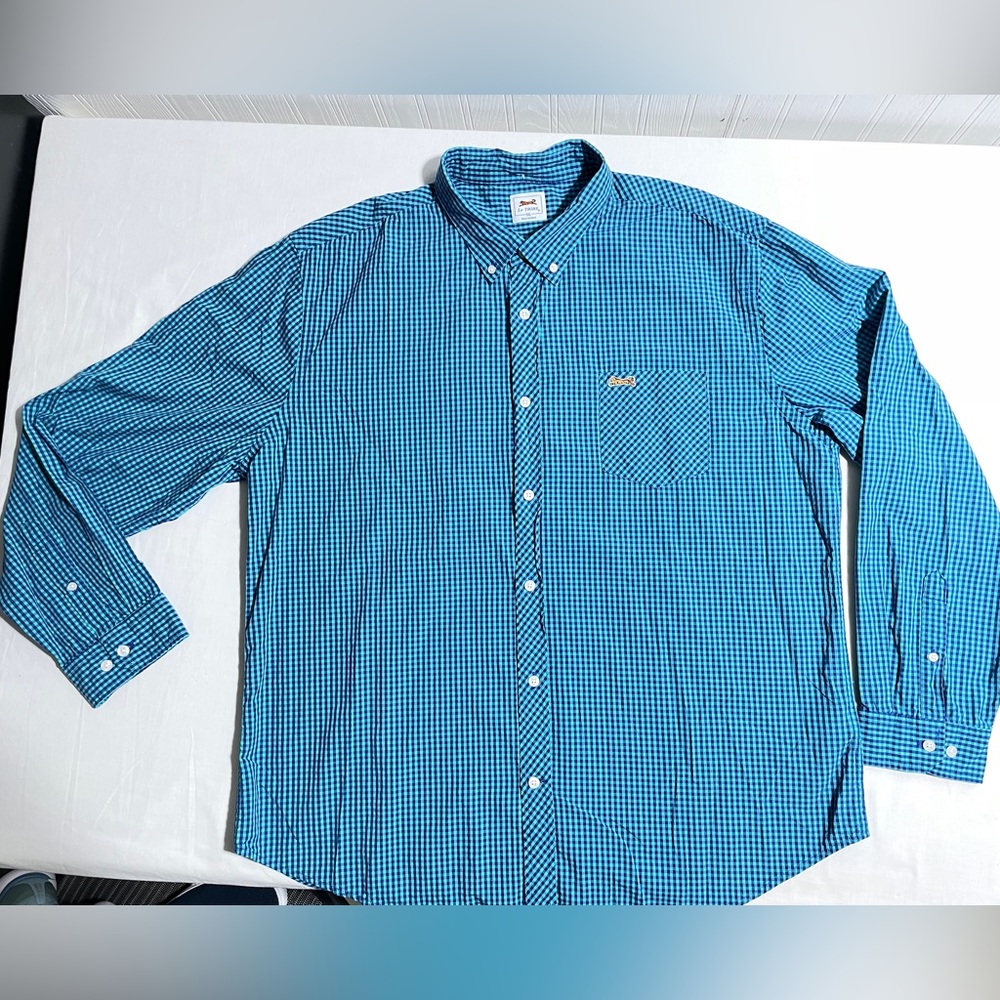 Le TIGRE XXL button down long sleeve blue/teal  checkered men’s shirt